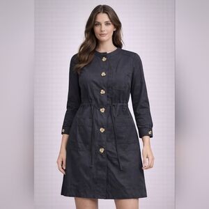 Tuckernuck Womens Utility Jacket Dress Black Button Front Cotton NWT Size M